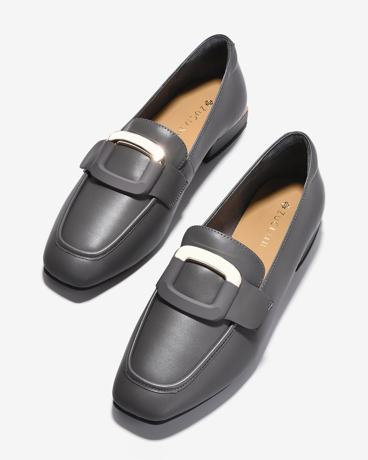 Giày Mọi Nữ Zuciani Thanh Lịch Phối Khóa-GMD05Xám Color1