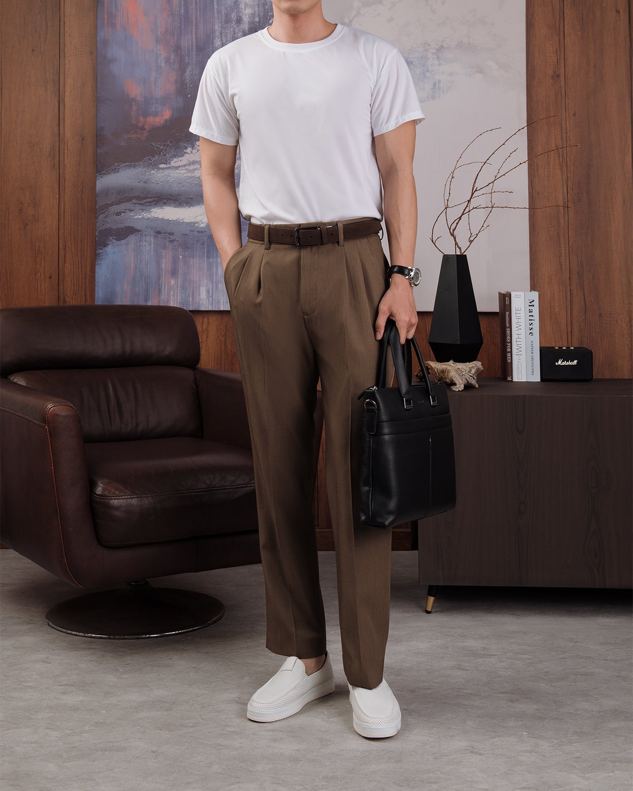 Giày Lười Nam Zuciani Da Trơn Đục Lỗ-GRW11Trắng Color1