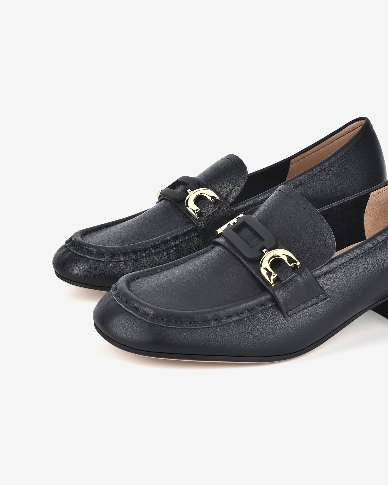 Giày Mọi Nữ Zuciani Gót Vuông Khóa Xích-GZDD5-Đen Color1