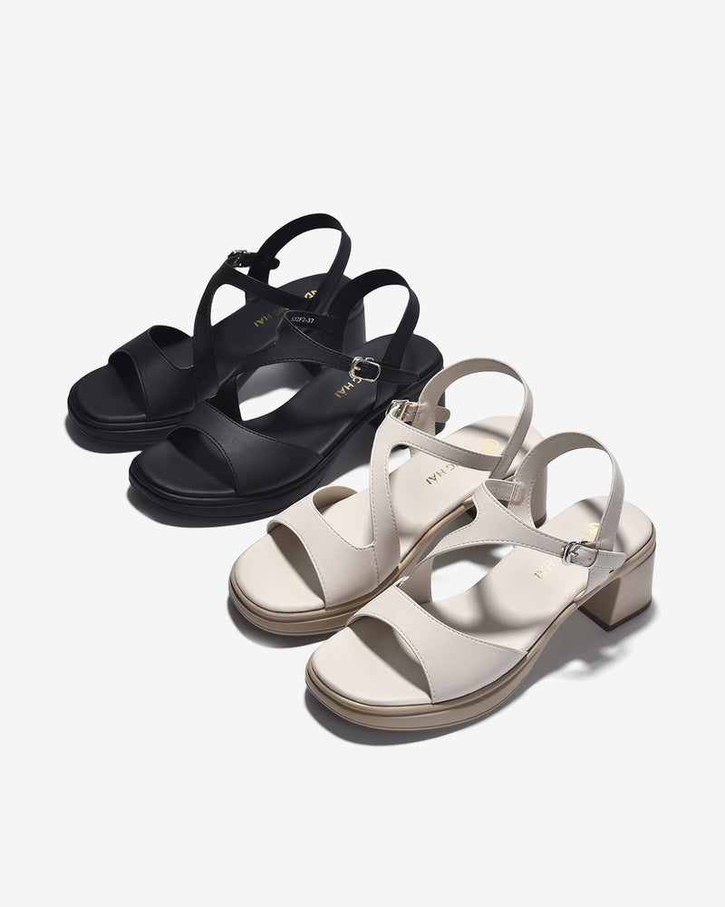 Giày Sandal Cao Gót Đông Hải Quai Gợn Sóng-S32F2Kem Color2