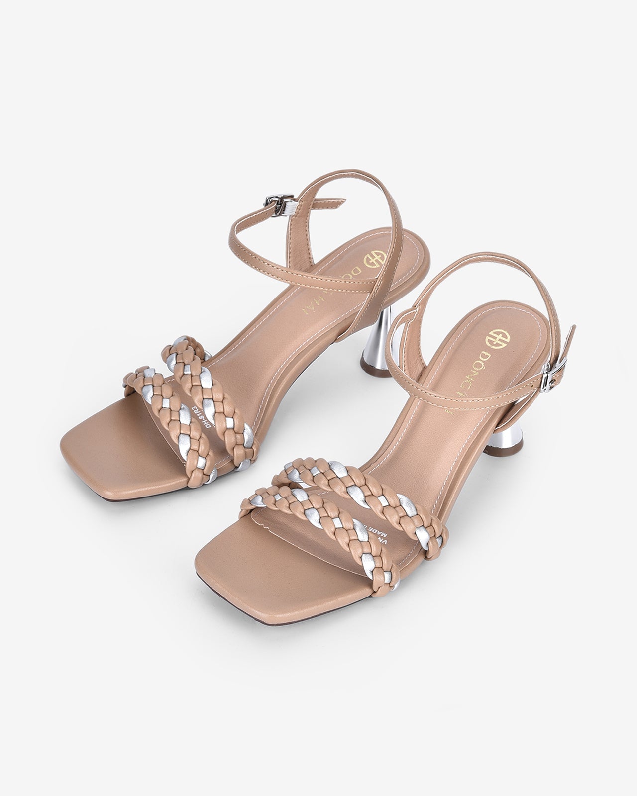 Giày Sandal Cao Gót Đông Hải Quai Thắt Bím-S81R3-Cafe Color1