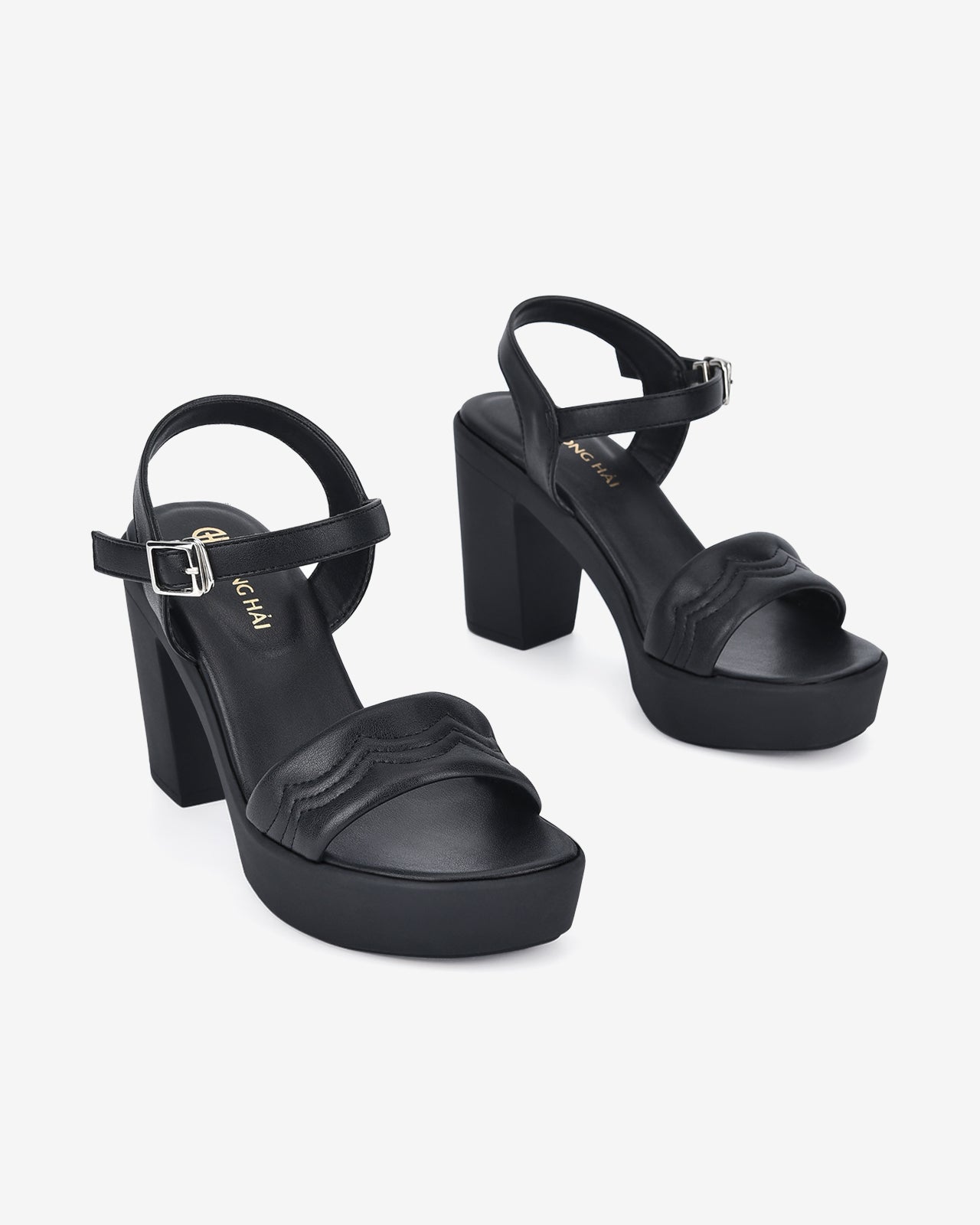 Giày Sandal Cao Gót Đông Hải Quai Bảng To Đế 10CM-S32D6Đen Color2