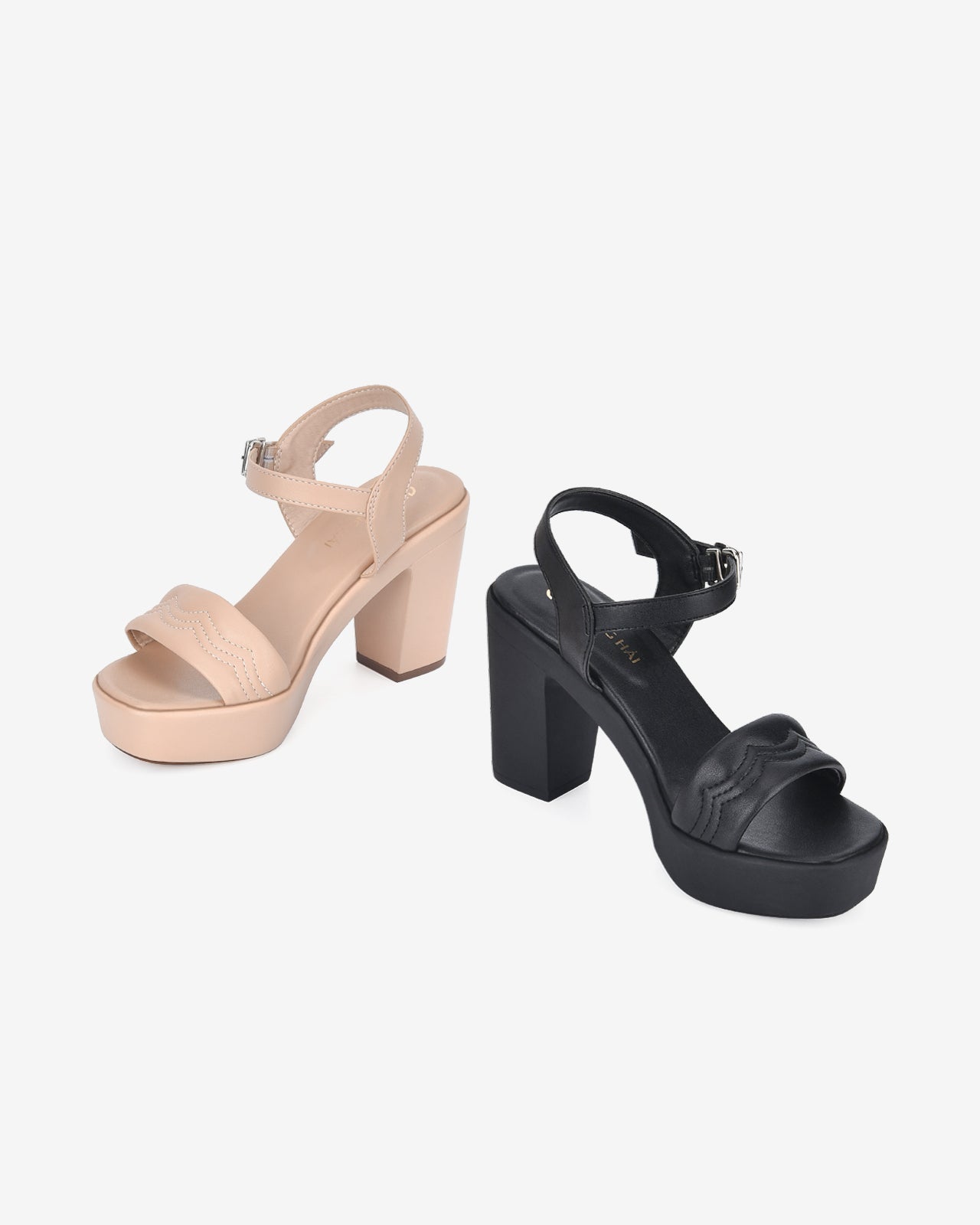 Giày Sandal Cao Gót Đông Hải Quai Bảng To Đế 10CM-S32D6Đen Color2