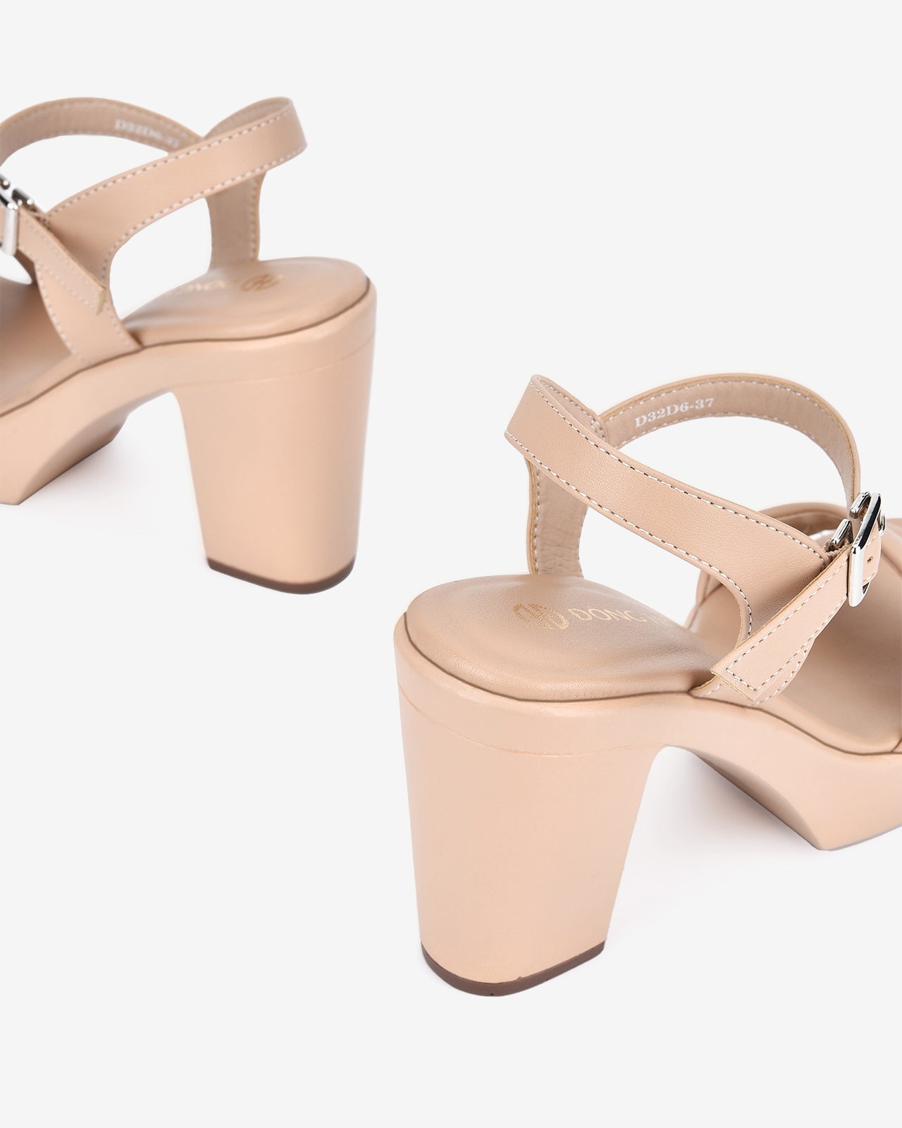 Giày Sandal Cao Gót Đông Hải Quai Bảng To Đế 10CM-S32D6Kem Color2