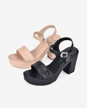 Giày Sandal Cao Gót Đông Hải Quai Bảng To Đế 10CM-S32D6Kem Color1