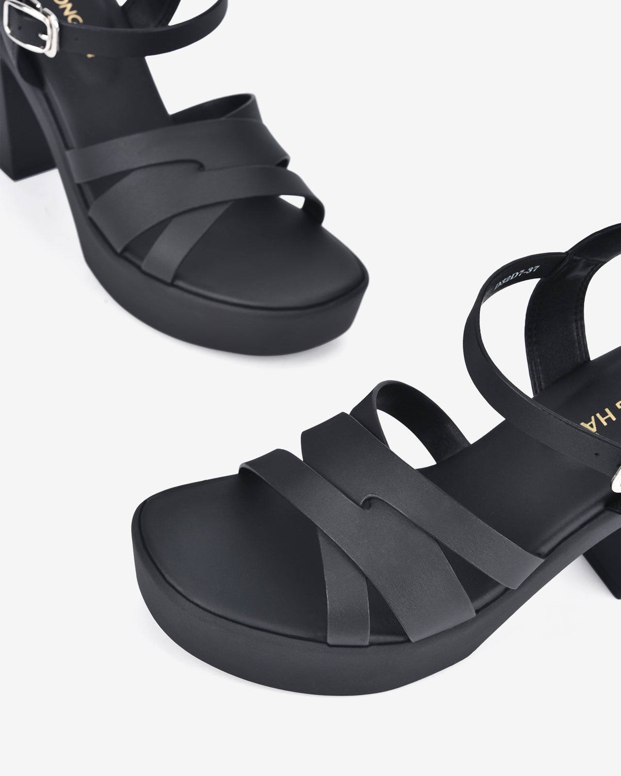 Giày Sandal Cao Gót Đông Hải Quai Chéo Đế 10CM-S32D7-Đen Color1