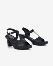 Giày Sandal Cao Gót Đông Hải Quai T-Strap Gót Trụ-S32E1-Đen Color1