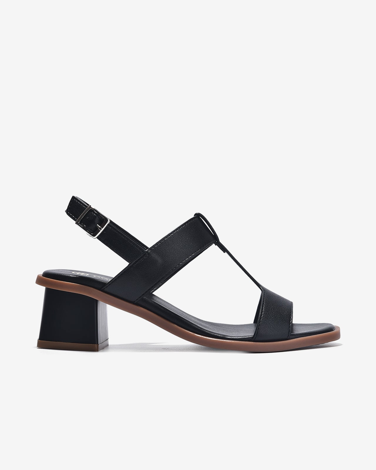 Giày Sandal Cao Gót Đông Hải Quai T-Strap Trơn-S32E7-Đen Color1First