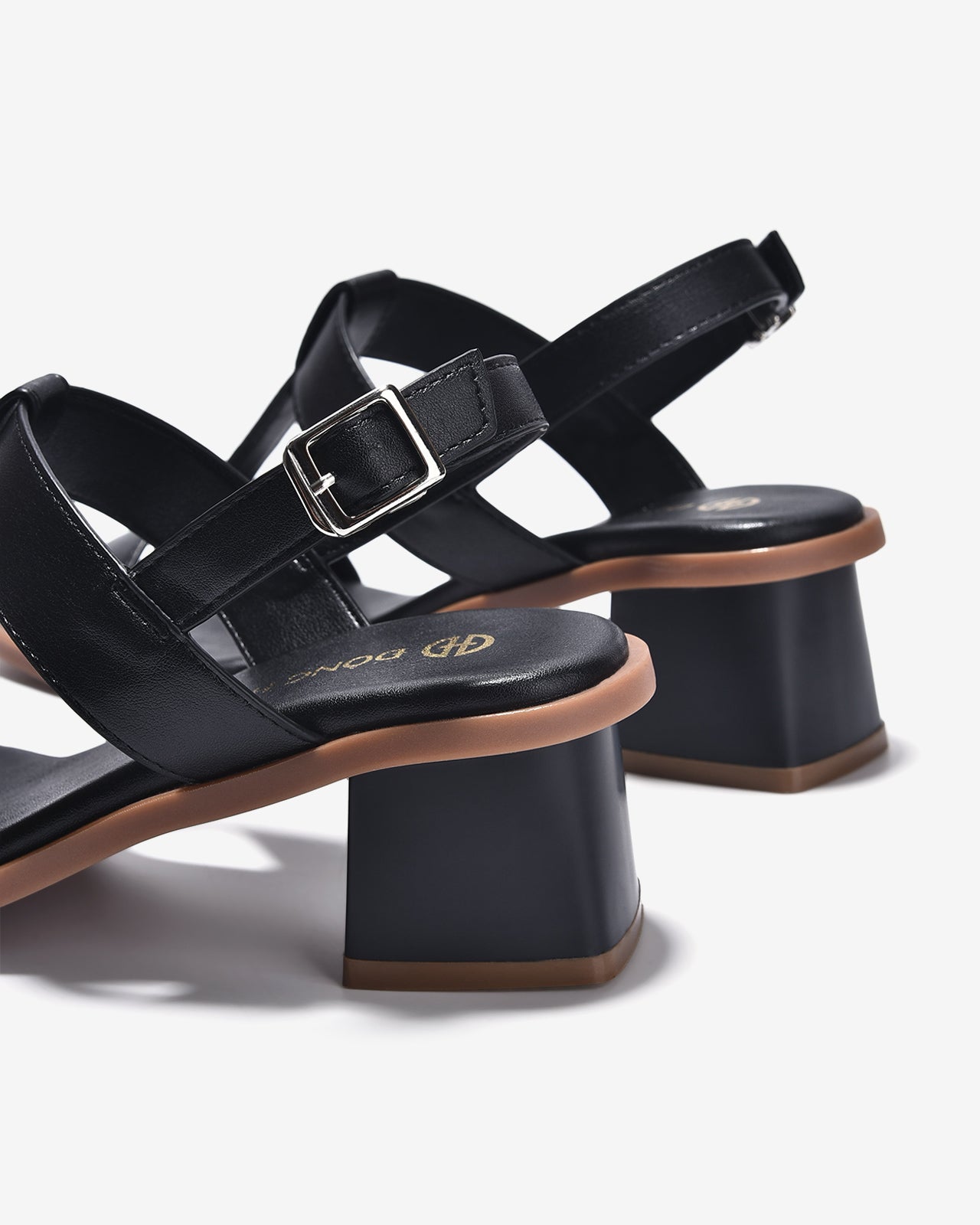 Giày Sandal Cao Gót Đông Hải Quai T-Strap Trơn-S32E7-Đen Color1