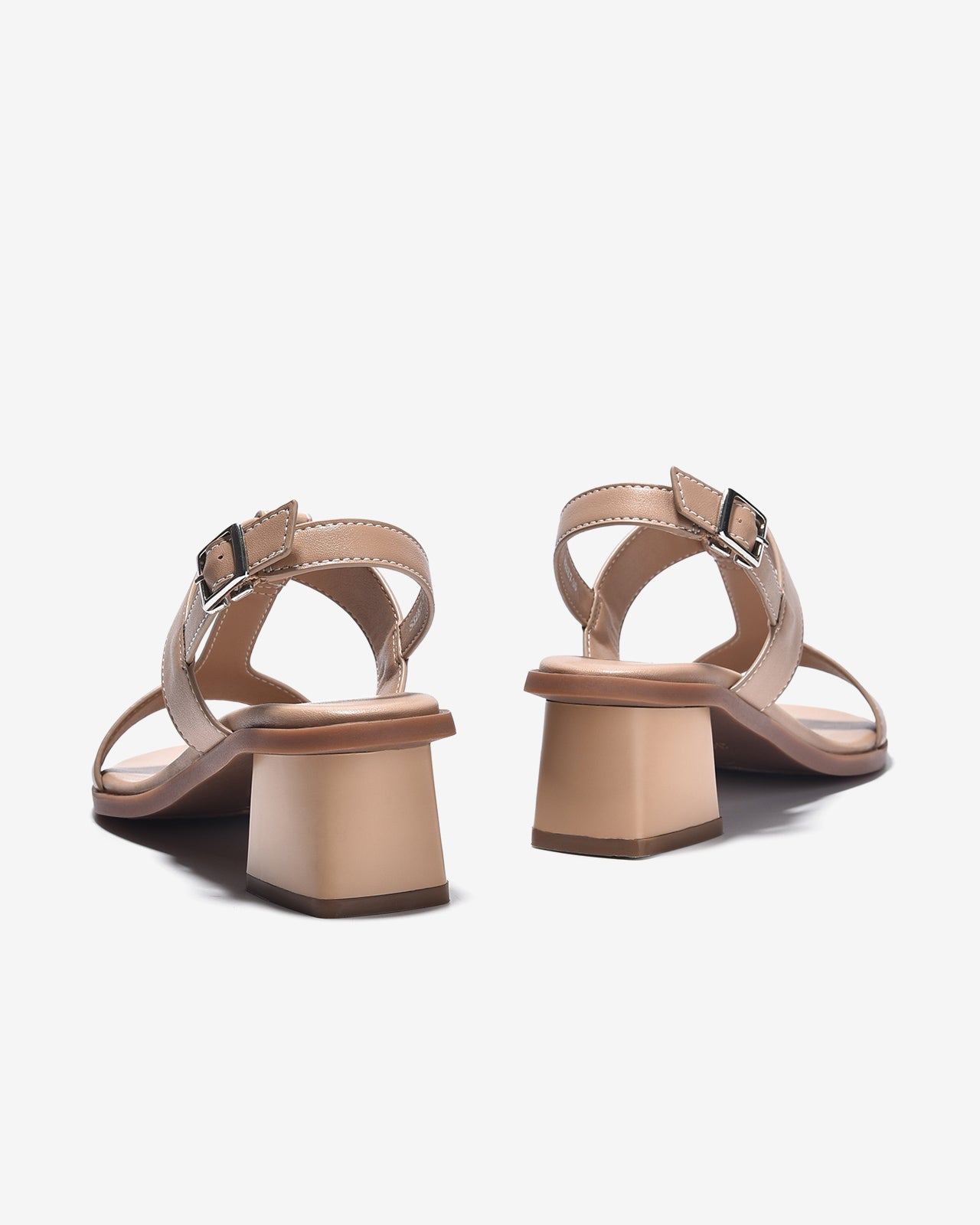 Giày Sandal Cao Gót Đông Hải Quai T-Strap Trơn-S32E7Kem Color1