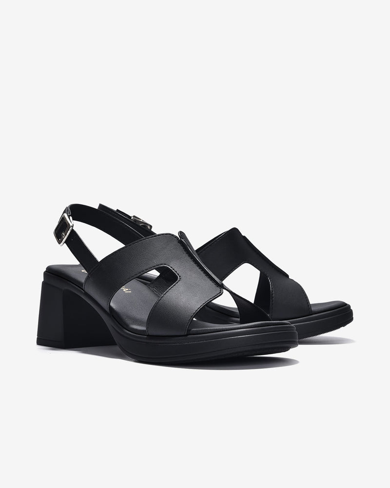 Giày Sandal Cao Gót Đông Hải Đế Trụ Quai Cách Điệu-S32E9-Đen Color1