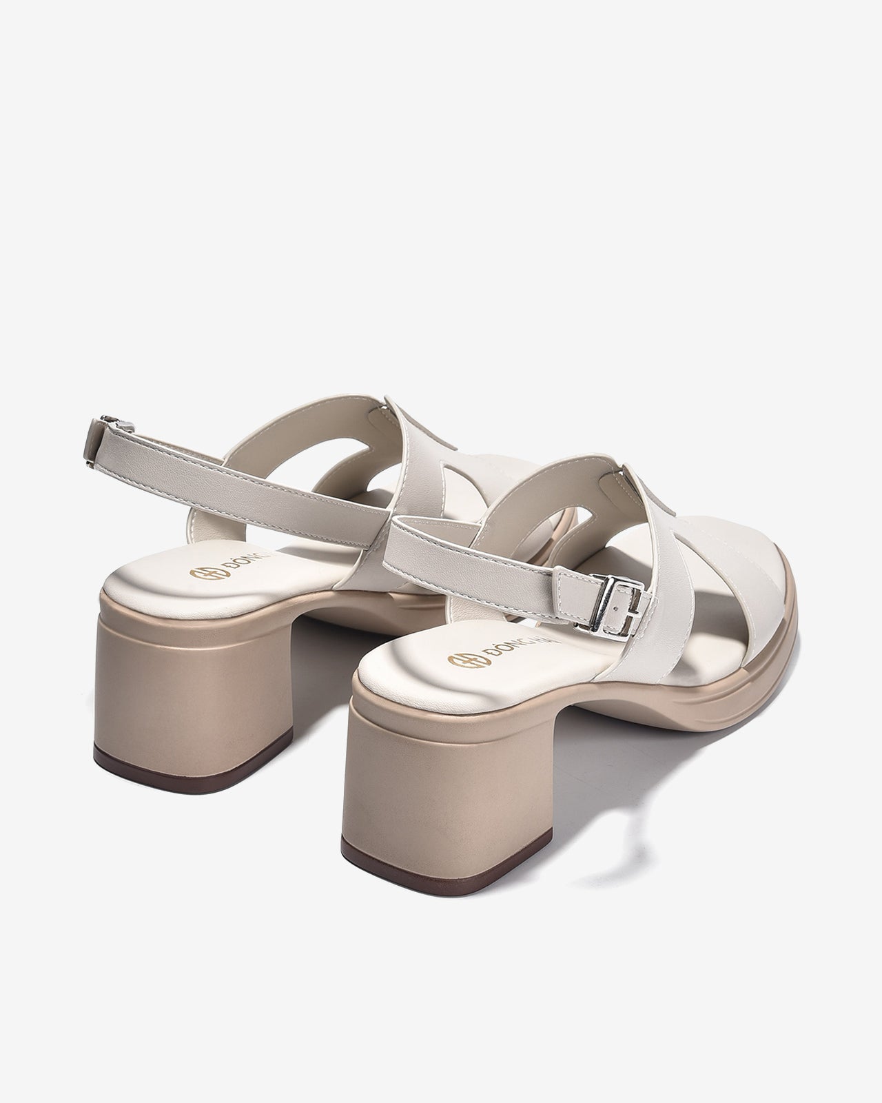 Giày Sandal Cao Gót Đông Hải Đế Trụ Quai Cách Điệu-S32E9Kem Color1