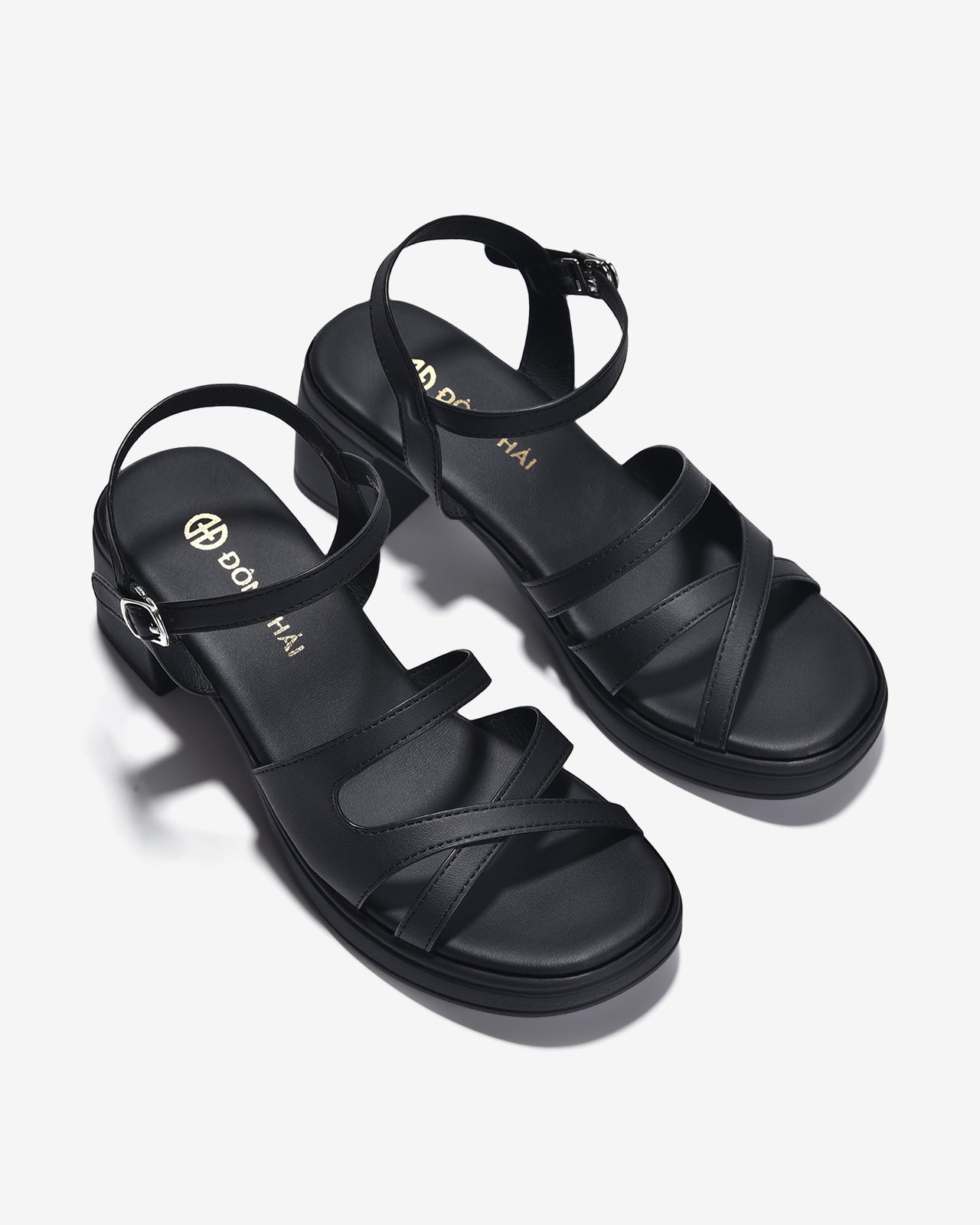 Giày Sandal Cao Gót Đông Hải Đế 6CM Quai Chéo-S32F1Đen Color2