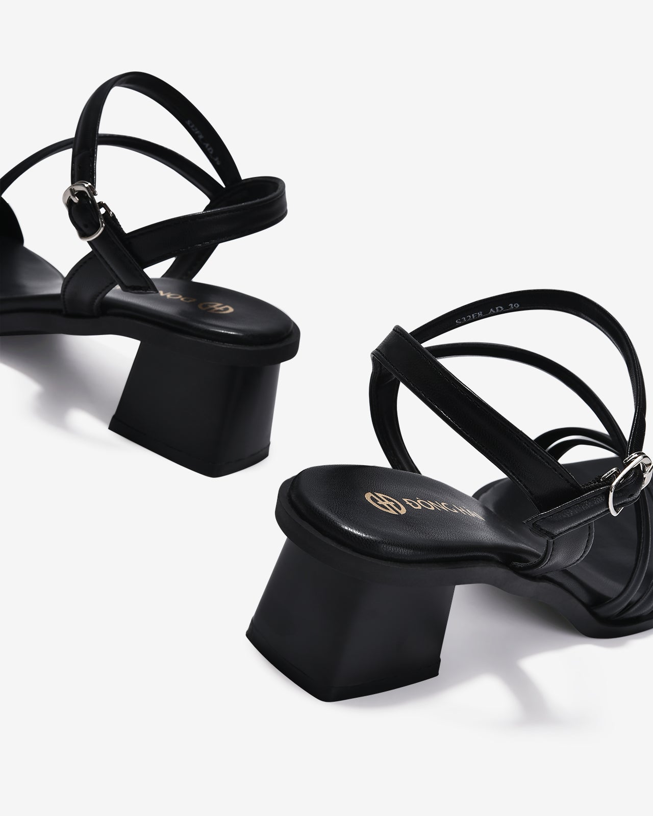 Giày Sandal Cao Gót Đông Hải Quai Đan Mảnh-S32F8-Đen Color1