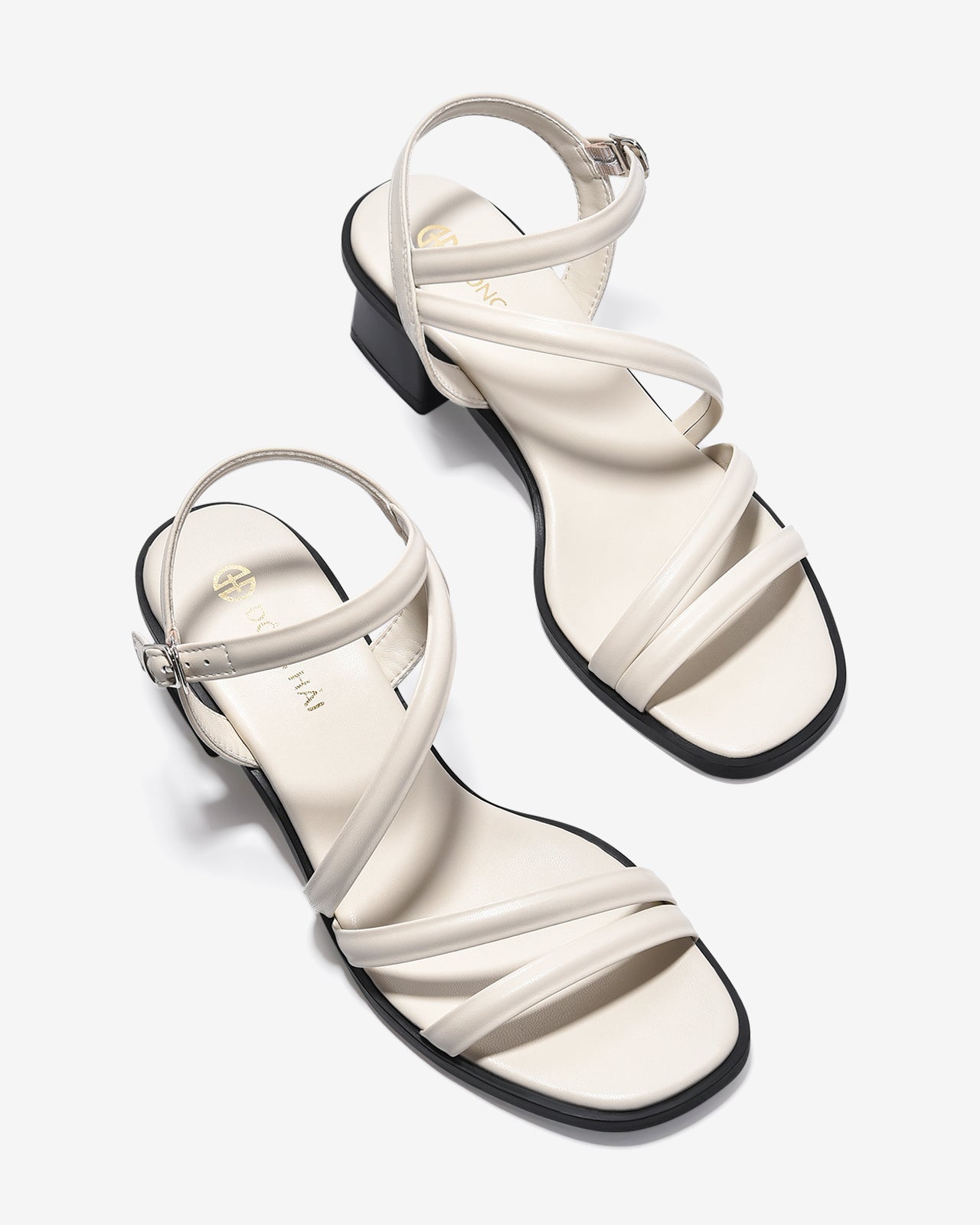 Giày Sandal Cao Gót Đông Hải Quai Đan Mảnh-S32F8-Kem Color1