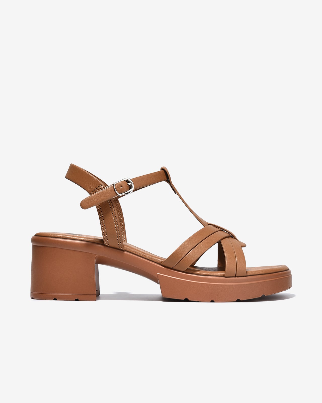 Sandal Cao Gót Đông Hải Quai T-Strap-S32H6-Bò Color1First