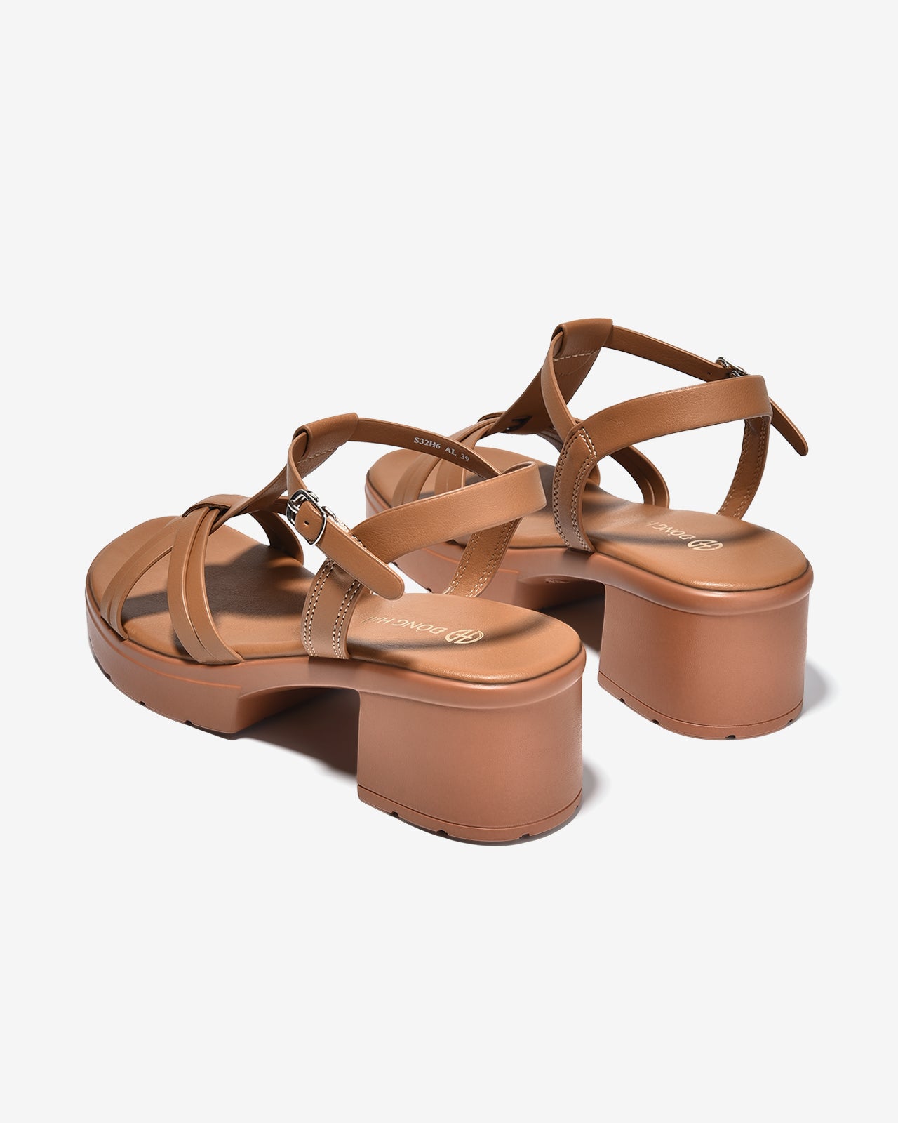 Sandal Cao Gót Đông Hải Quai T-Strap-S32H6-Bò Color1