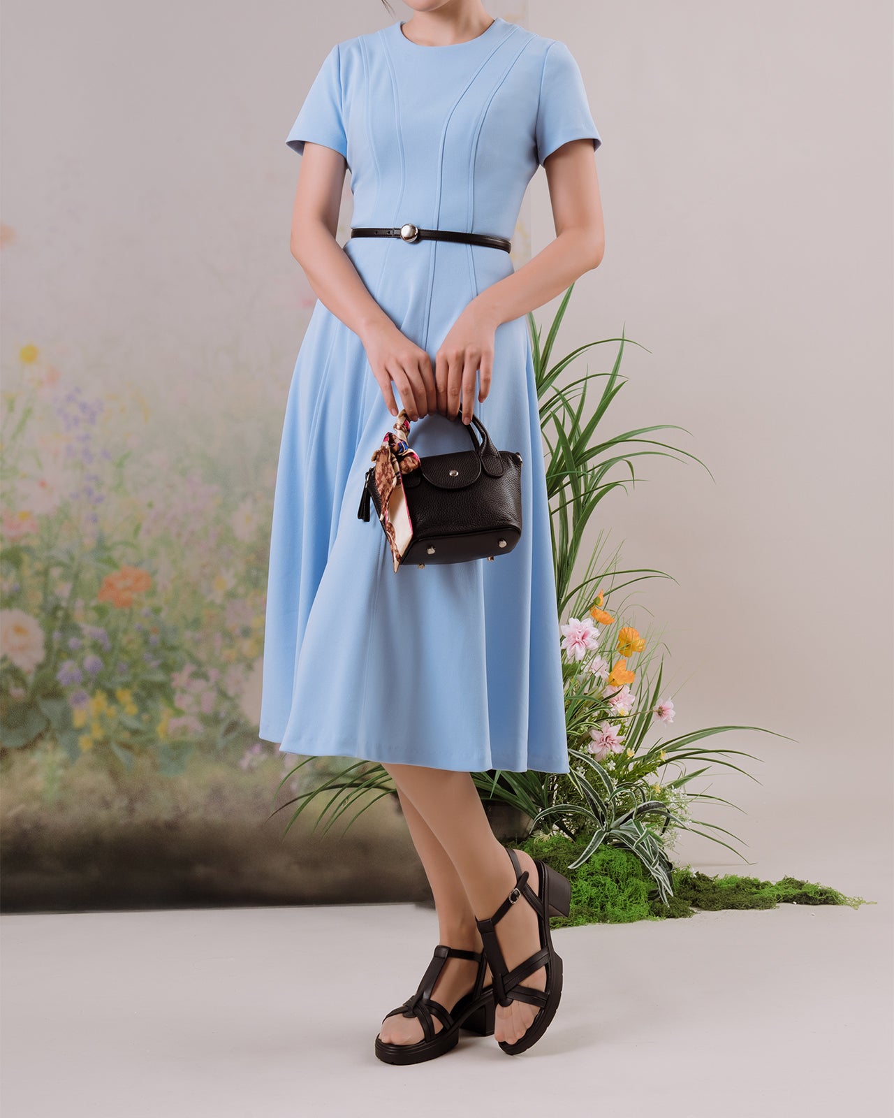 Sandal Cao Gót Đông Hải Quai T-Strap-S32H6Đen Color1