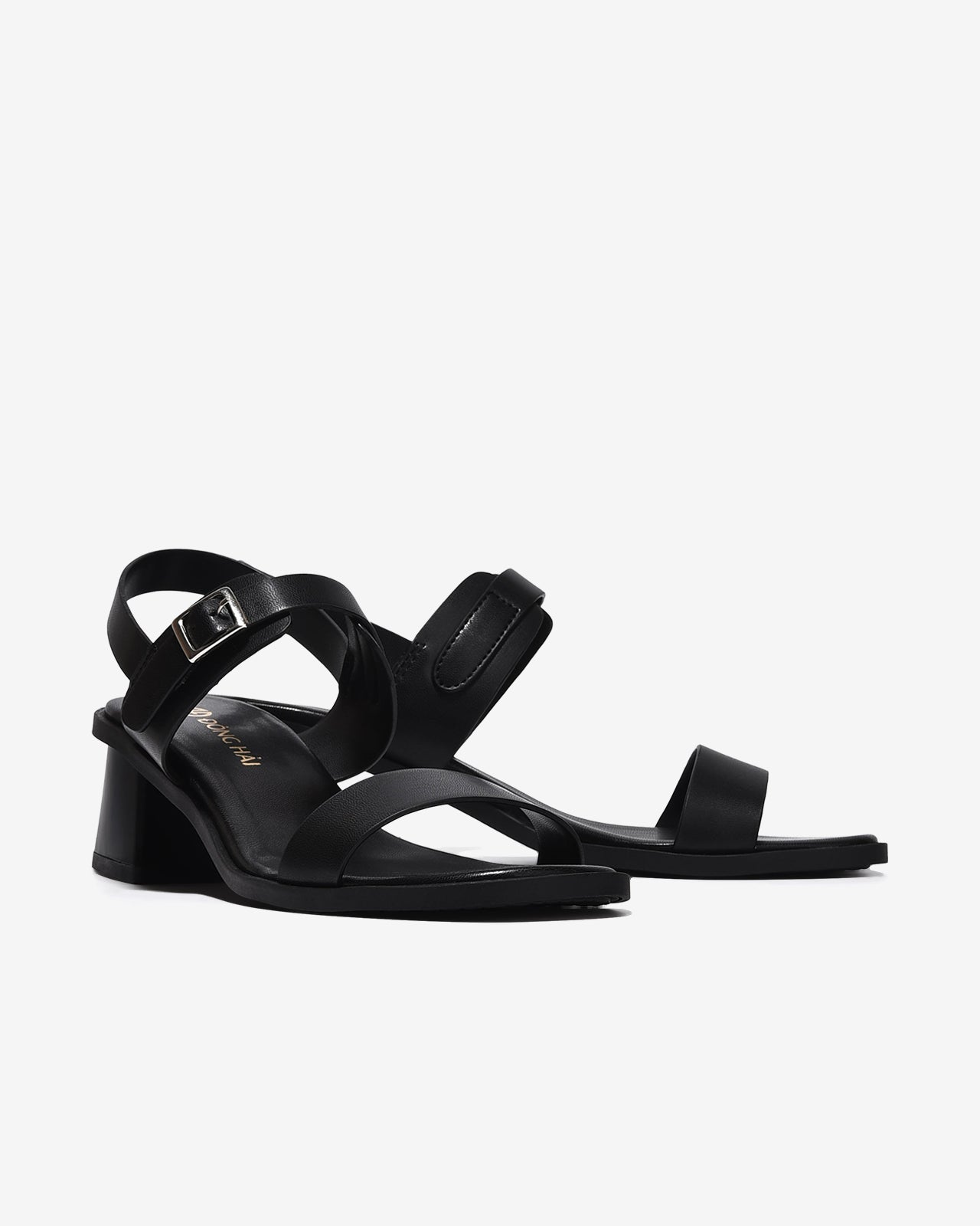 Sandal Cao Gót Đông Hải Đế Vuông Quai Phối Khóa-S32I5Đen Color1
