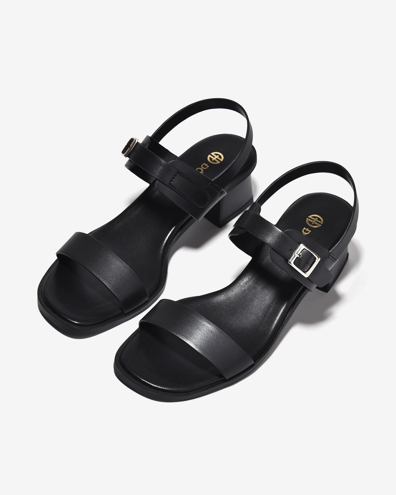 Sandal Cao Gót Đông Hải Đế Vuông Quai Phối Khóa-S32I5Đen Color1