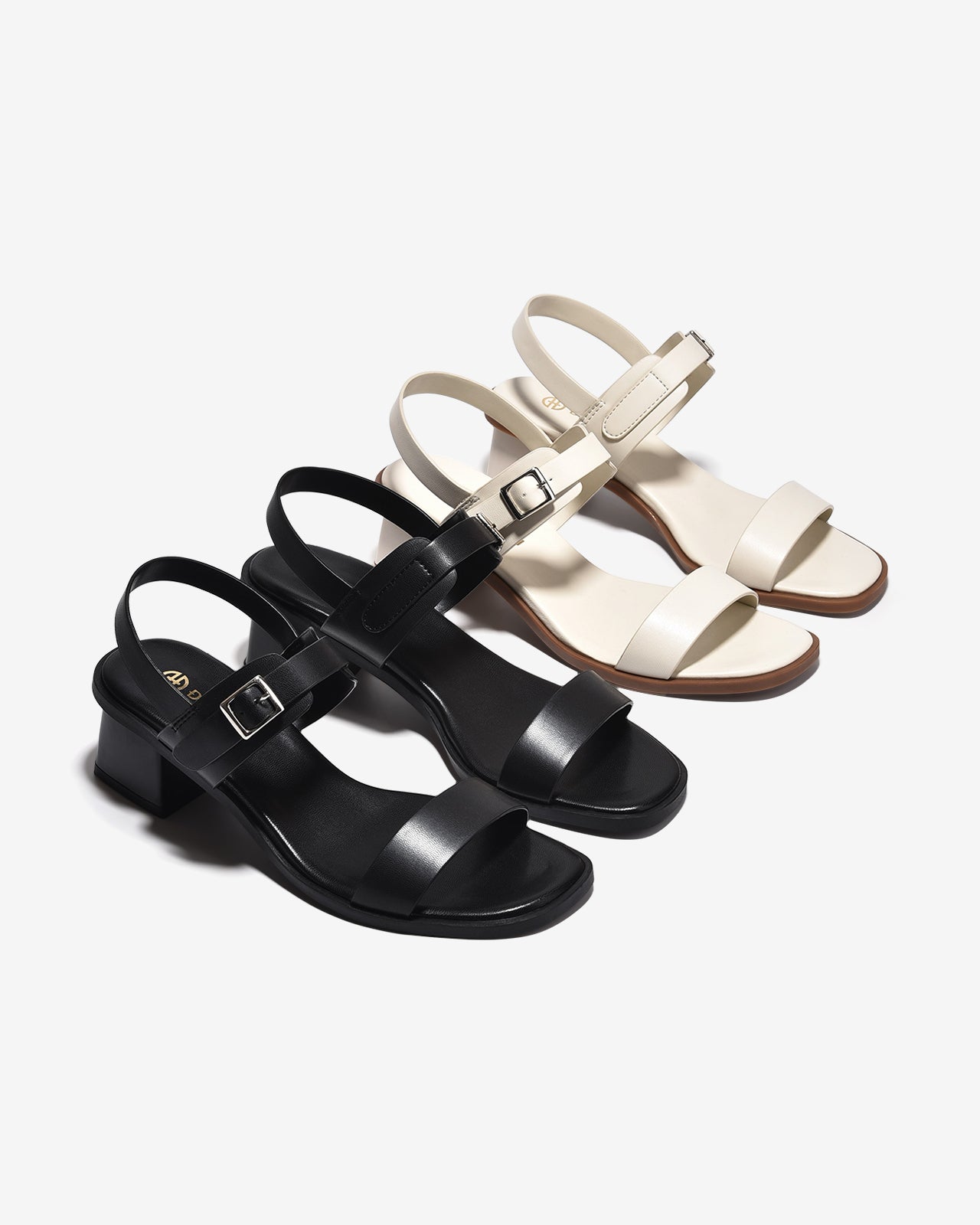 Sandal Cao Gót Đông Hải Đế Vuông Quai Phối Khóa-S32I5Đen Color1
