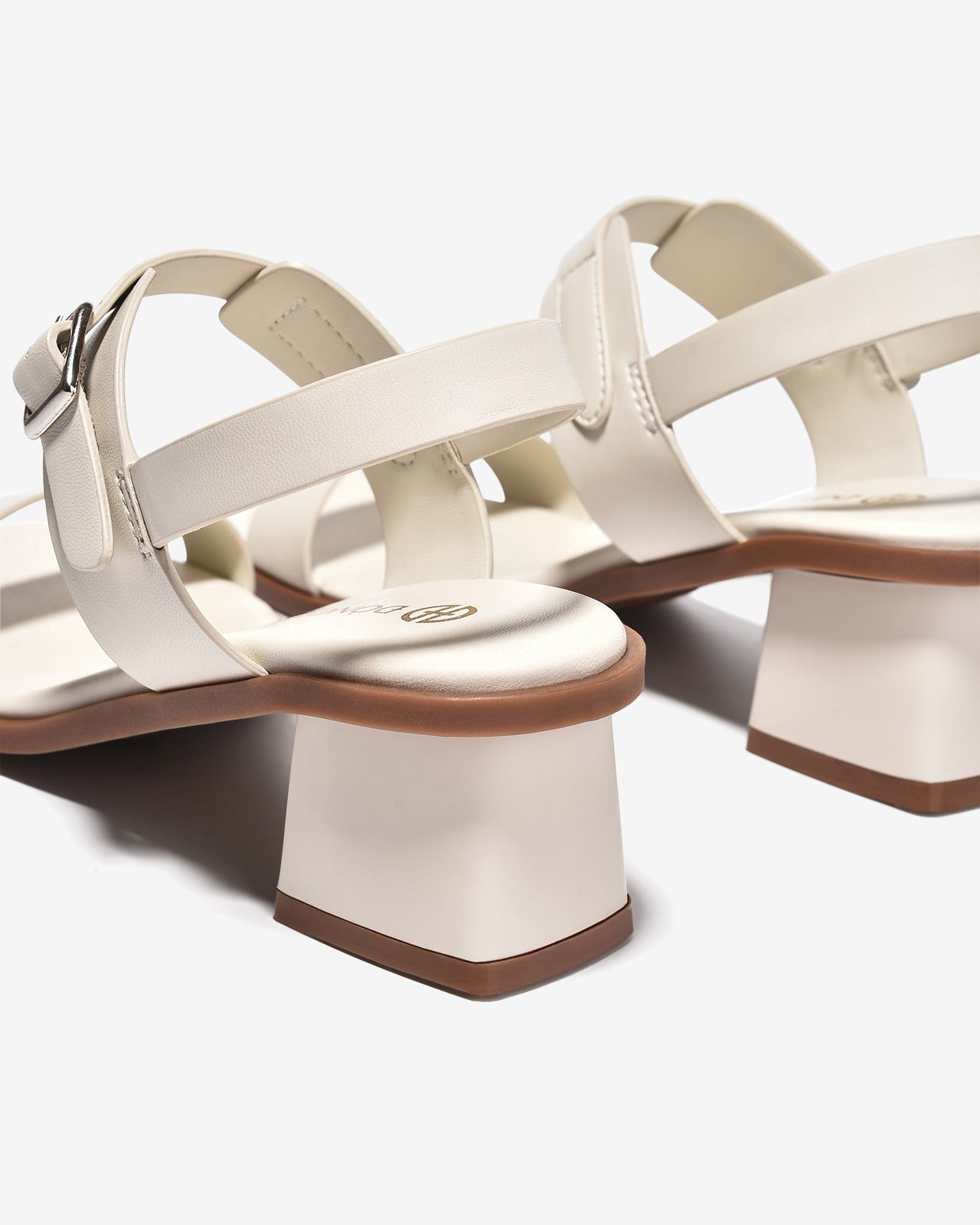 Sandal Cao Gót Đông Hải Đế Vuông Quai Phối Khóa-S32I5Kem Color1