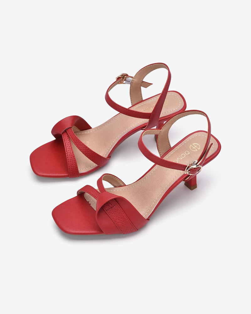 Sandals Cao Gót Đông Hải Gót Nhọn Quai Đôi Cách Điệu-S5815Đỏ Color2