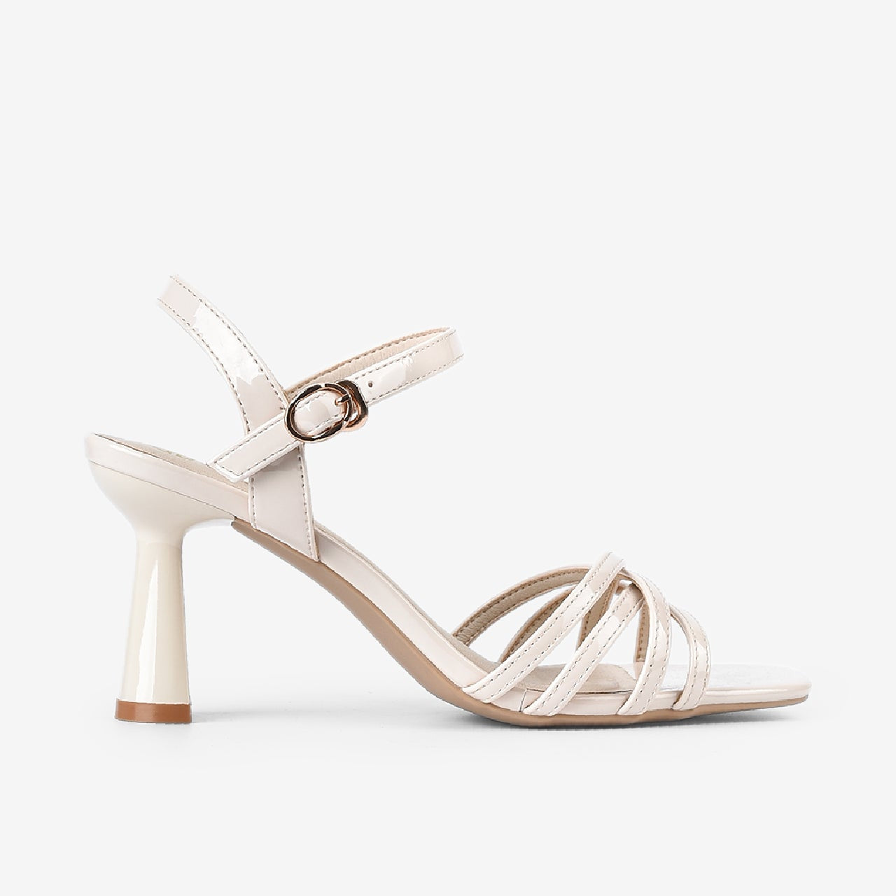 Giày Sandal Cao Gót Đông Hải Quai Bóng-S5828Kem Bóng Color1First