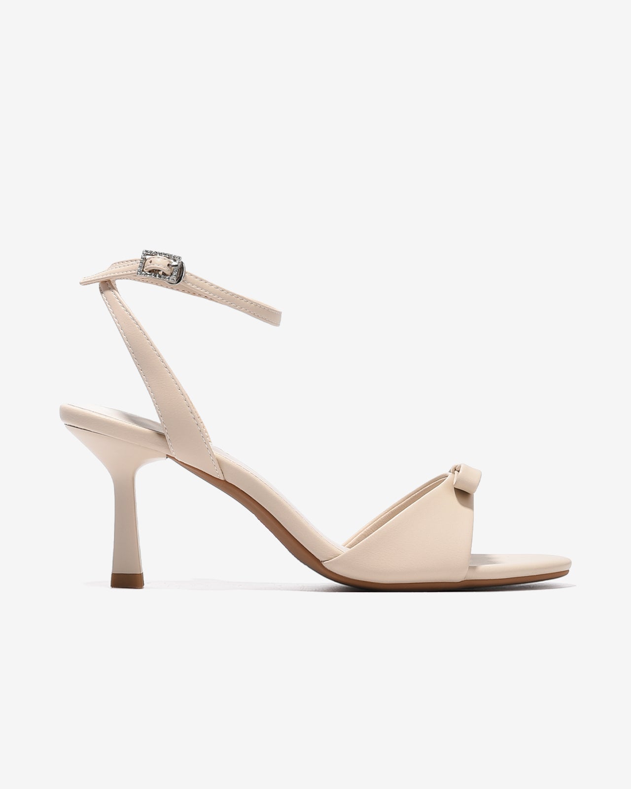 Sandal Cao Gót Nữ Đông Hải Quai Ankle Strap Đính Đá-S5850-Kem Color1First