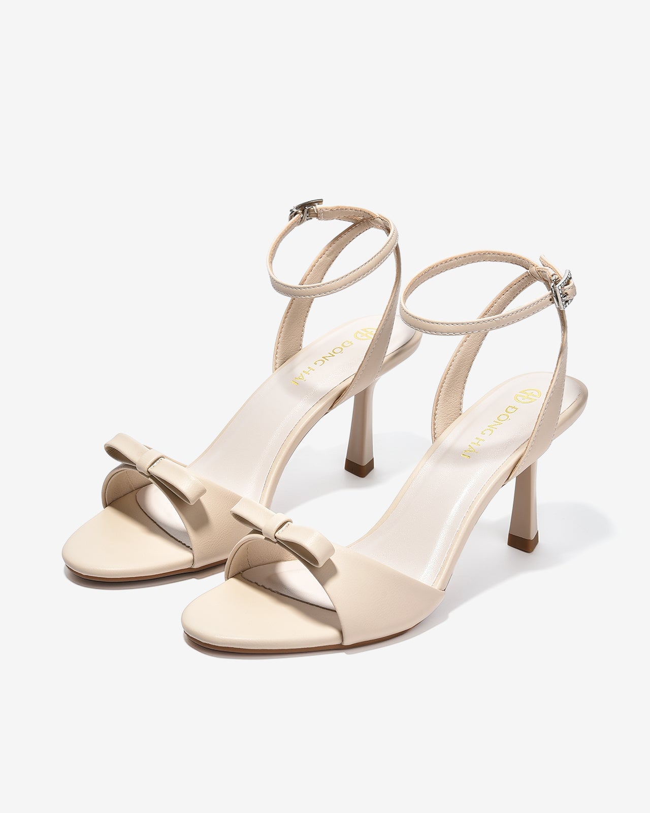 Sandal Cao Gót Nữ Đông Hải Quai Ankle Strap Đính Đá-S5850-Kem Color1