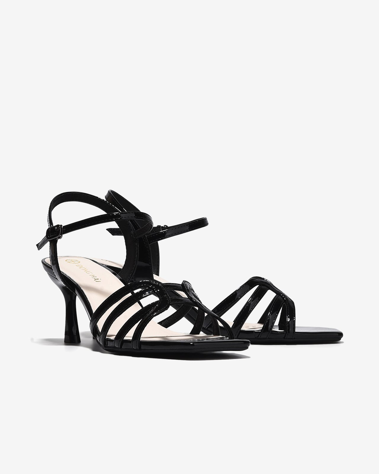 Sandal Cao Gót Đông Hải Quai Bóng Cách Điệu-S5864Đen Bóng Color1