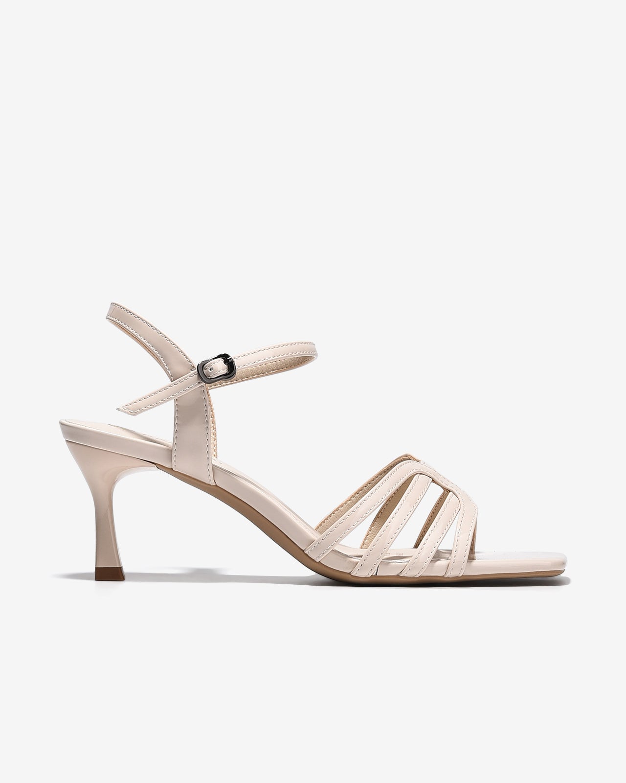 Sandal Cao Gót Đông Hải Quai Bóng Cách Điệu-S5864Kem Bóng Color1First