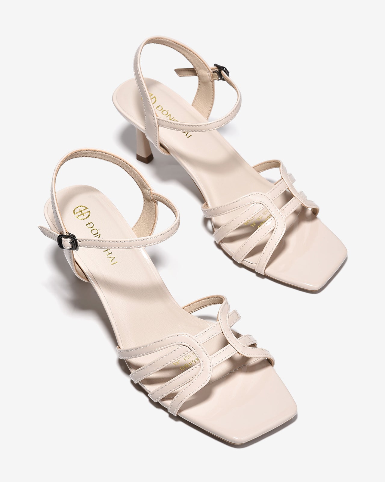 Sandal Cao Gót Đông Hải Quai Bóng Cách Điệu-S5864Kem Bóng Color1