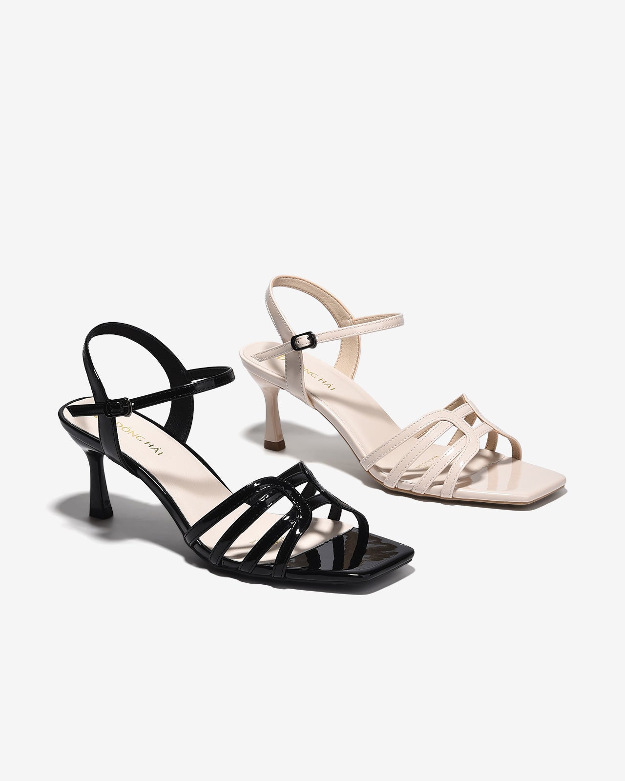Sandal Cao Gót Đông Hải Quai Bóng Cách Điệu-S5864Kem Bóng Color1