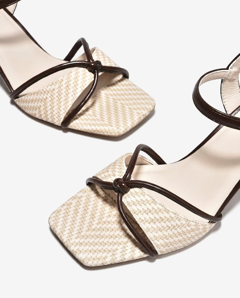 Sandal Cao Gót Đông Hải Vân Mây Thắt Nút-S5867Kem Color1