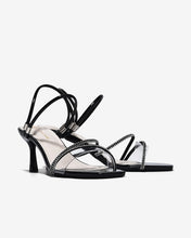 Sandal Cao Gót Đông Hải 7cm Quai Đôi Phối Đá-S5872Đen Bóng Color1
