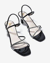 Sandal Cao Gót Đông Hải 7cm Quai Đôi Phối Đá-S5872Đen Bóng Color1