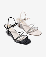 Sandal Cao Gót Đông Hải 7cm Quai Đôi Phối Đá-S5872Đen Bóng Color1