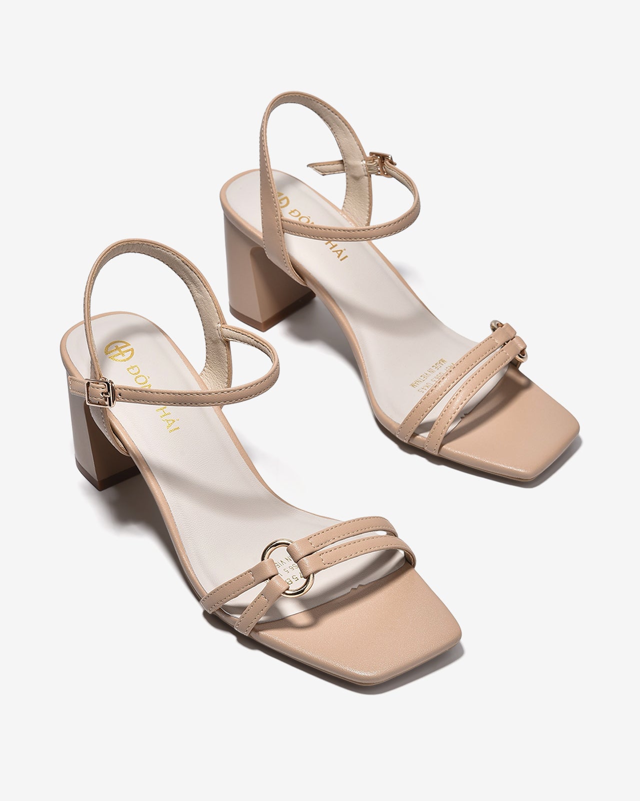 Sandal Cao Gót Đông Hải 7cm Quai Mảnh Đính Khoen-S5875Cafe Color1