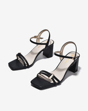 Sandal Cao Gót Đông Hải 7cm Quai Mảnh Đính Khoen-S5875Đen Color1