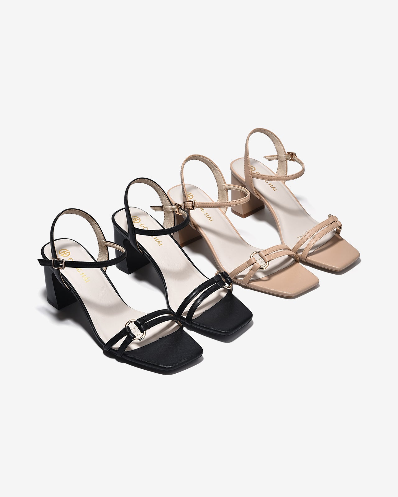 Sandal Cao Gót Đông Hải 7cm Quai Mảnh Đính Khoen-S5875Đen Color1