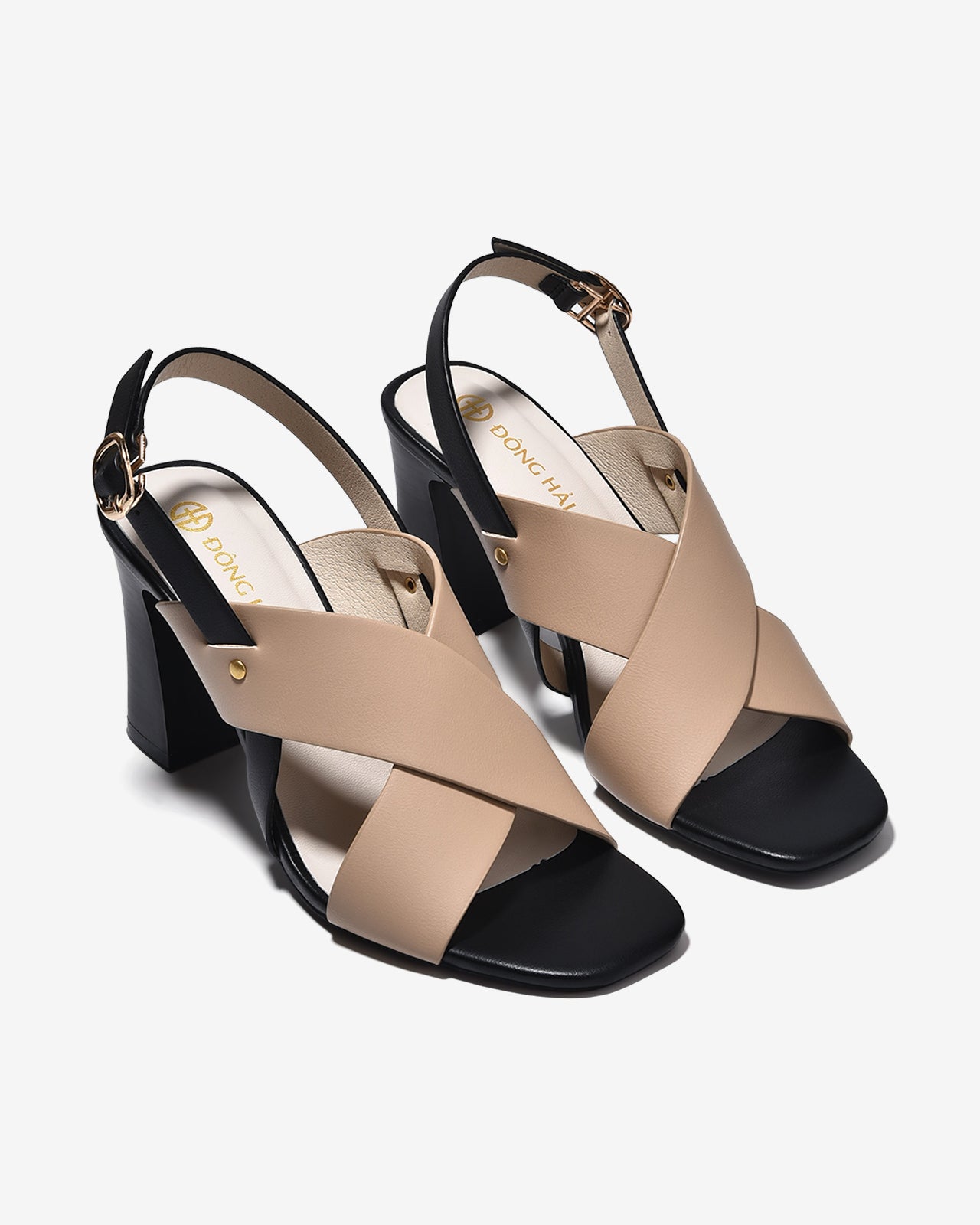Sandal Cao Gót Đông Hải 9cm Quai Chéo Bản Rộng-S5878Cafe Color1