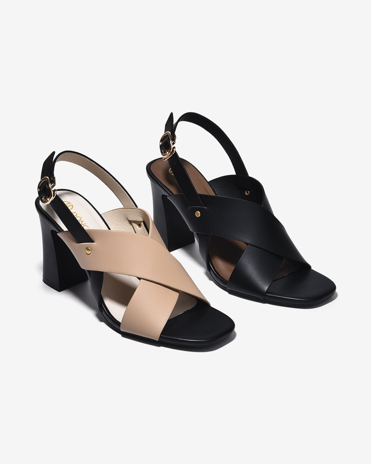 Sandal Cao Gót Đông Hải 9cm Quai Chéo Bản Rộng-S5878Cafe Color1