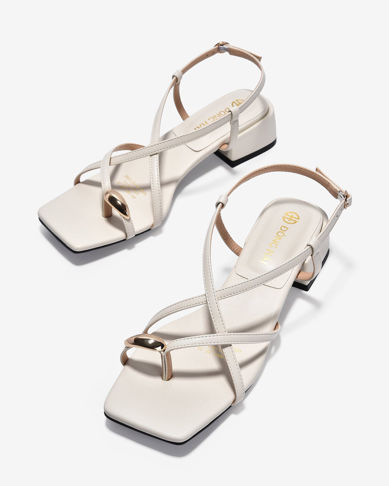 Sandal Cao Gót Đông Hải Quai Đan Chéo Xỏ Ngón-S5901-Trắng Color1