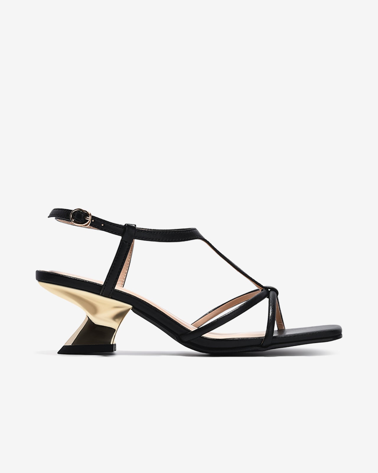Sandal Cao Gót Nữ Đông Hải Quai Mảnh Đan Chéo Đế Ánh Kim-S5905-Đen Color1First