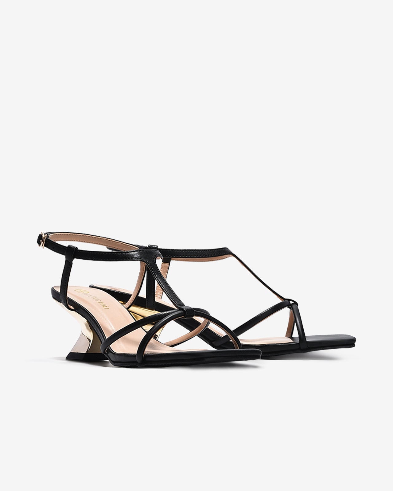 Sandal Cao Gót Nữ Đông Hải Quai Mảnh Đan Chéo Đế Ánh Kim-S5905-Đen Color1