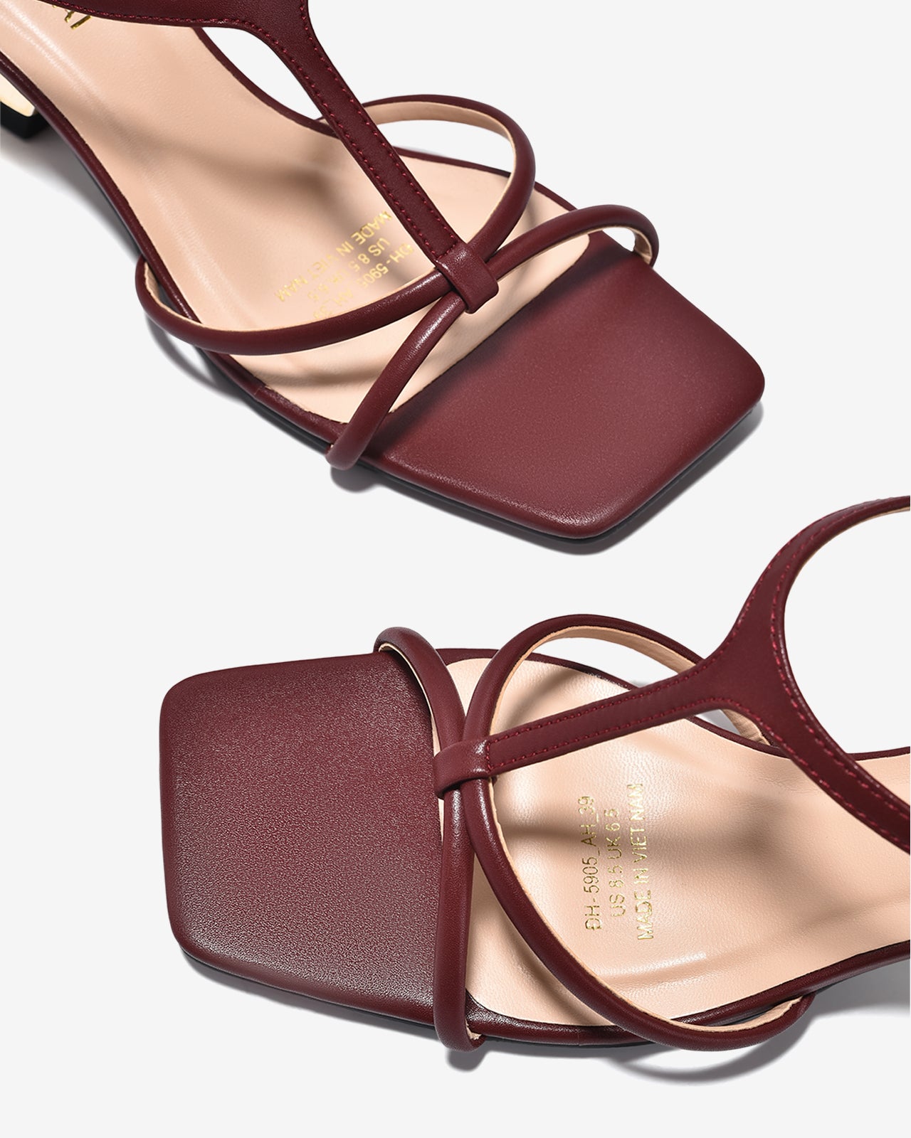 Sandal Cao Gót Nữ Đông Hải Quai Mảnh Đan Chéo Đế Ánh Kim-S5905-Đỏ Color1