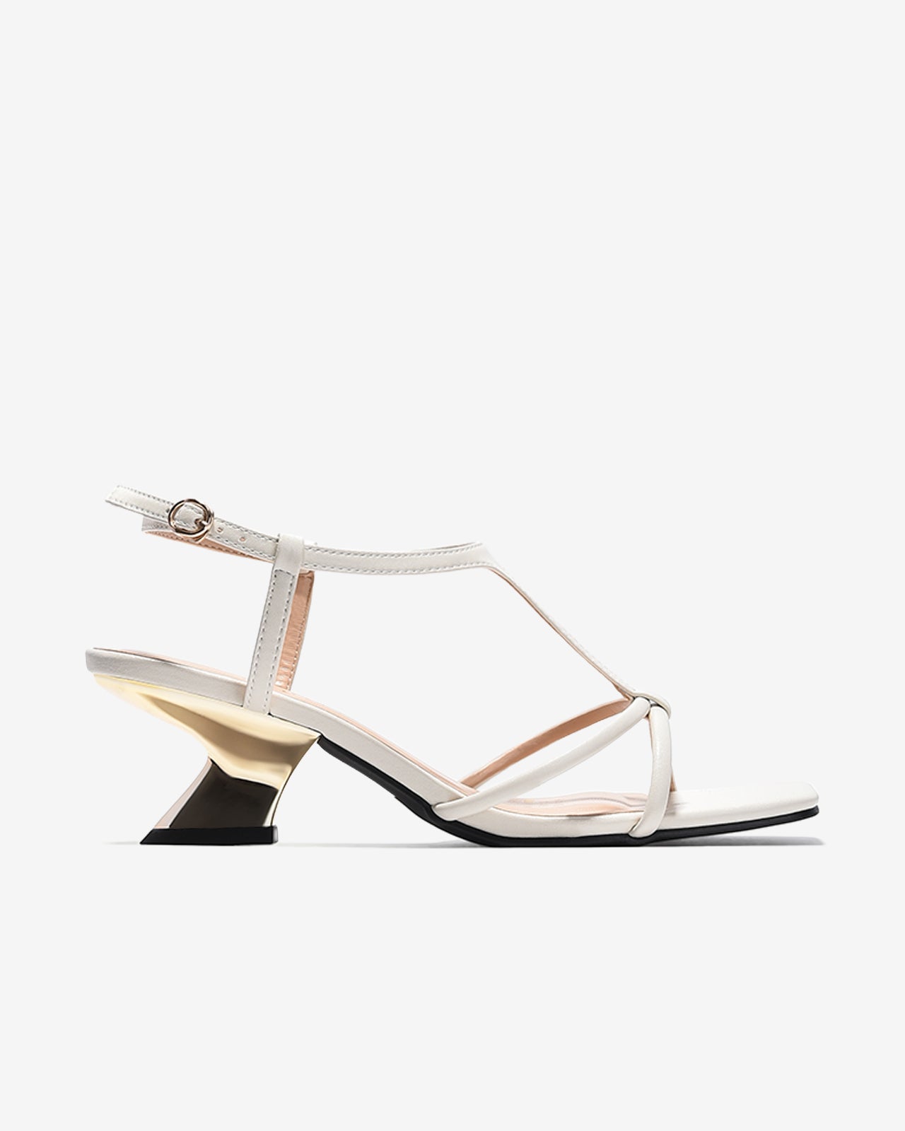 Sandal Cao Gót Nữ Đông Hải Quai Mảnh Đan Chéo Đế Ánh Kim-S5905-Trắng Color1First