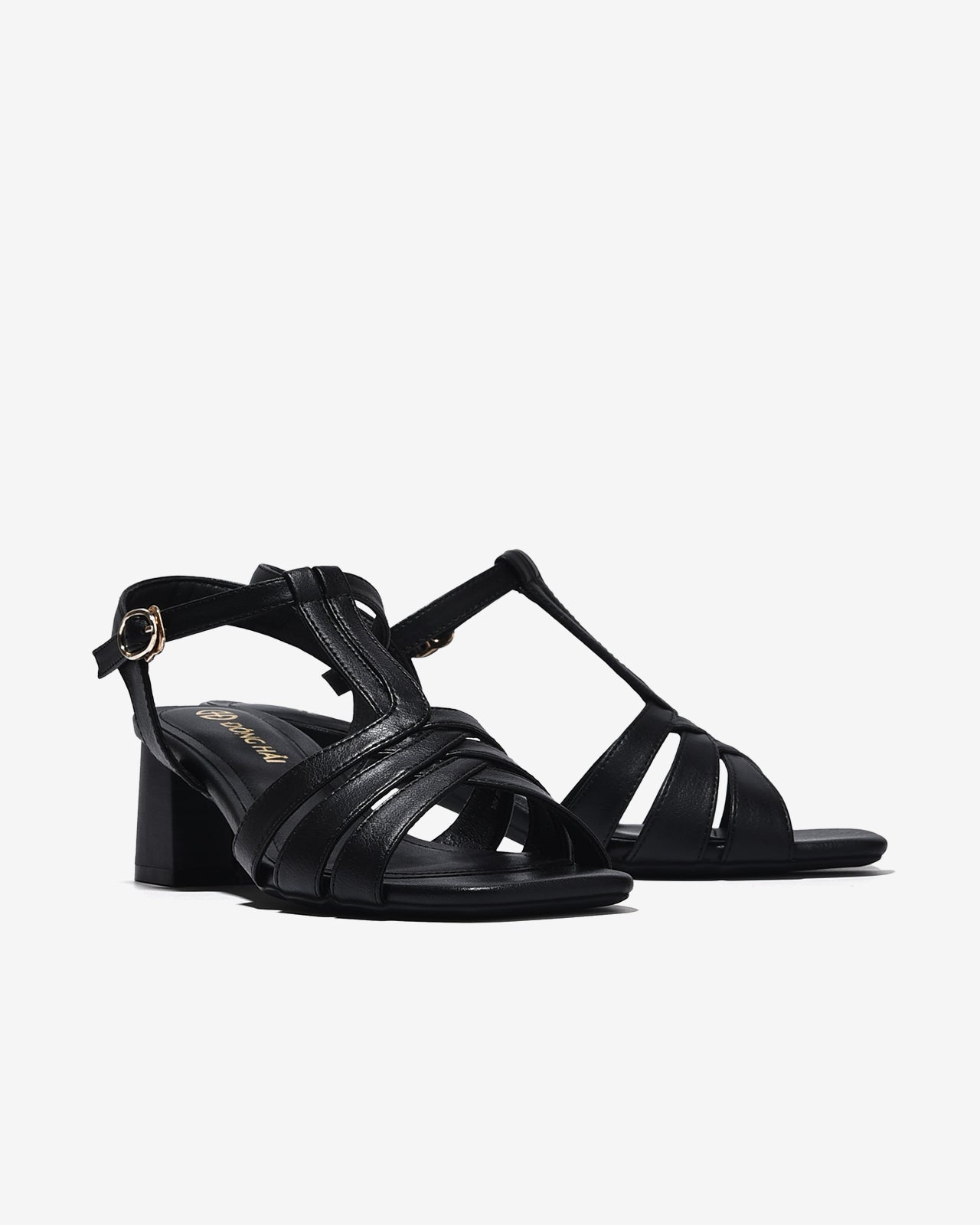 Sandal Cao Gót Đông Hải 6cm Gót Vuông Quai Đan-S7744Đen Color1