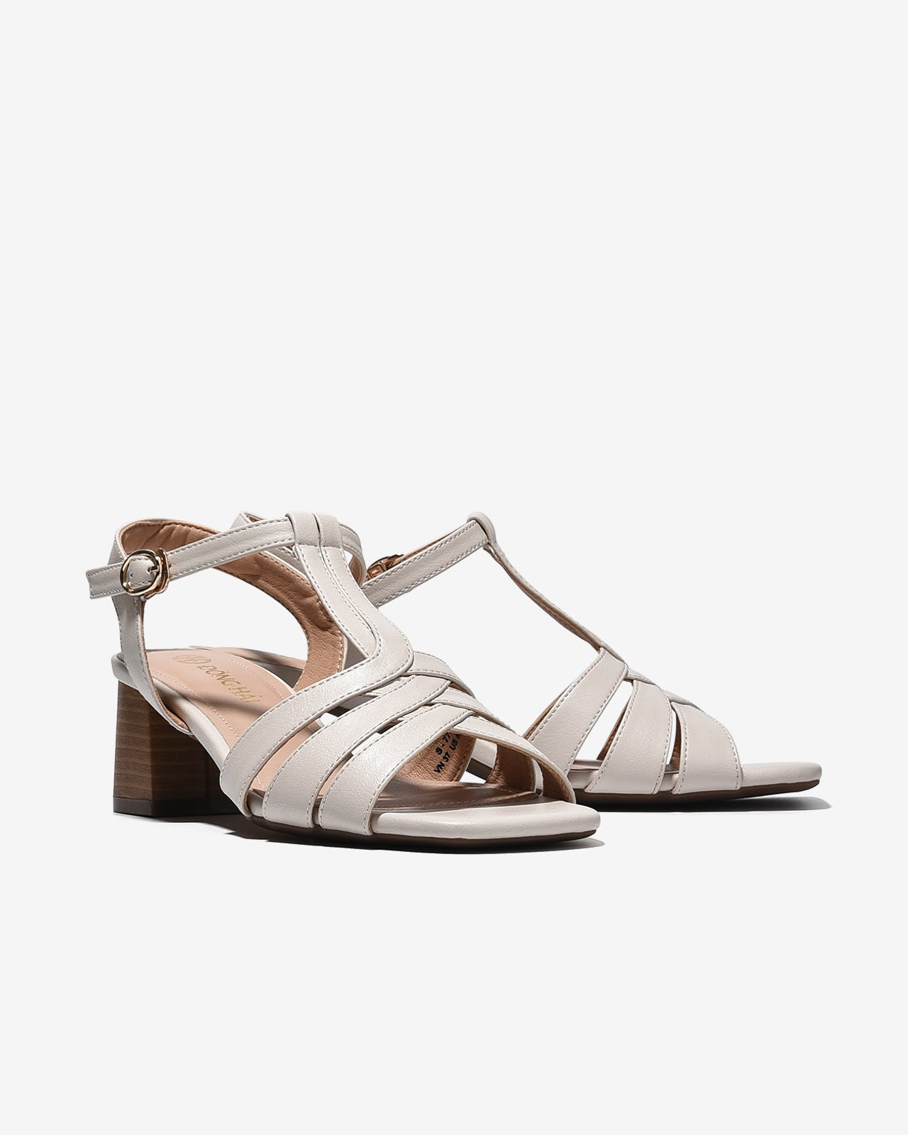 Sandal Cao Gót Đông Hải 6cm Gót Vuông Quai Đan-S7744Kem Color1
